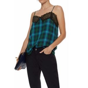 Mabel lace-trimmed checked flannel camisole NWOT